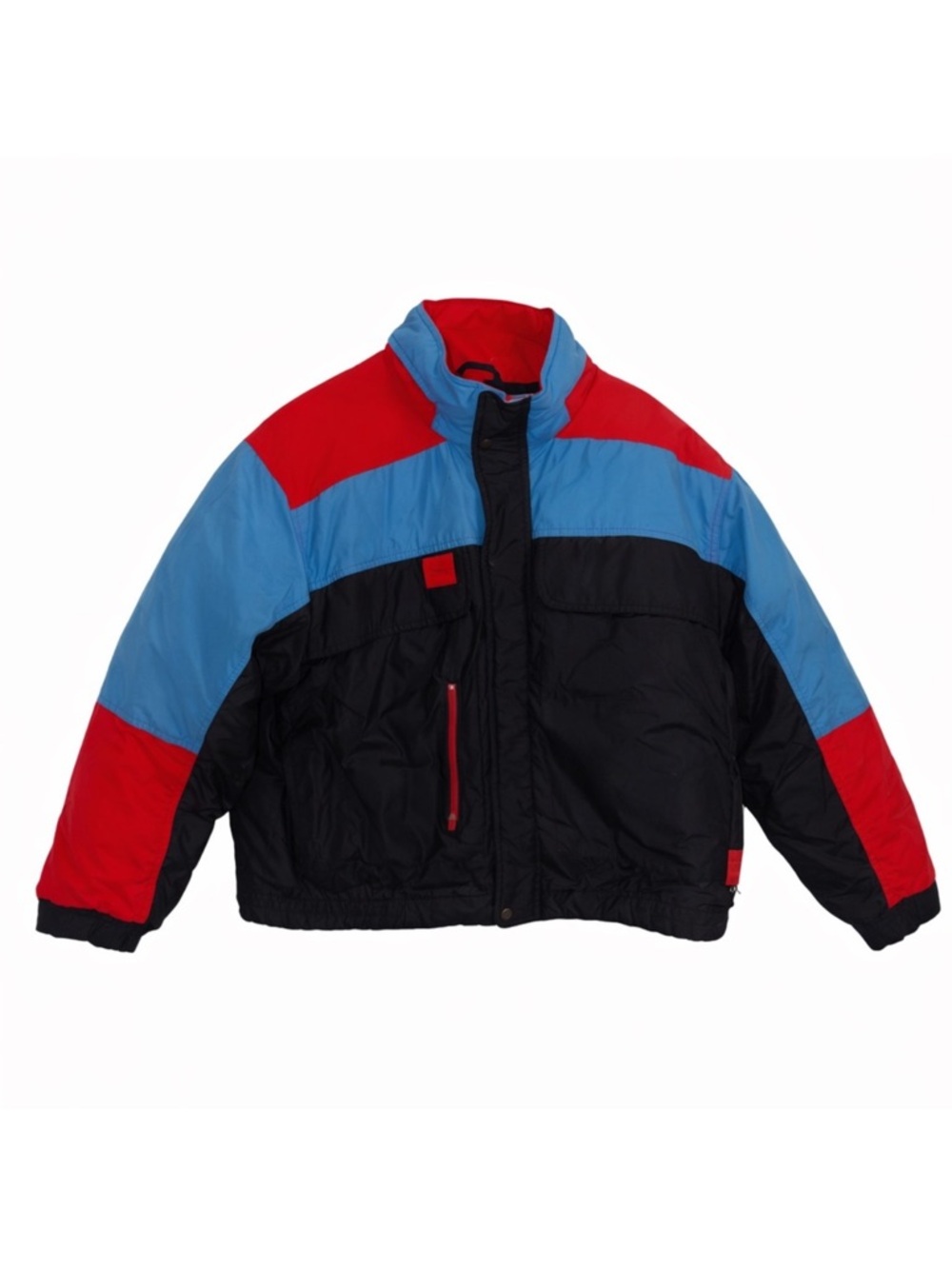 Vintage 80s Pacific Trail Active Colorblock Down Ski Jacket Red Blue Black XL